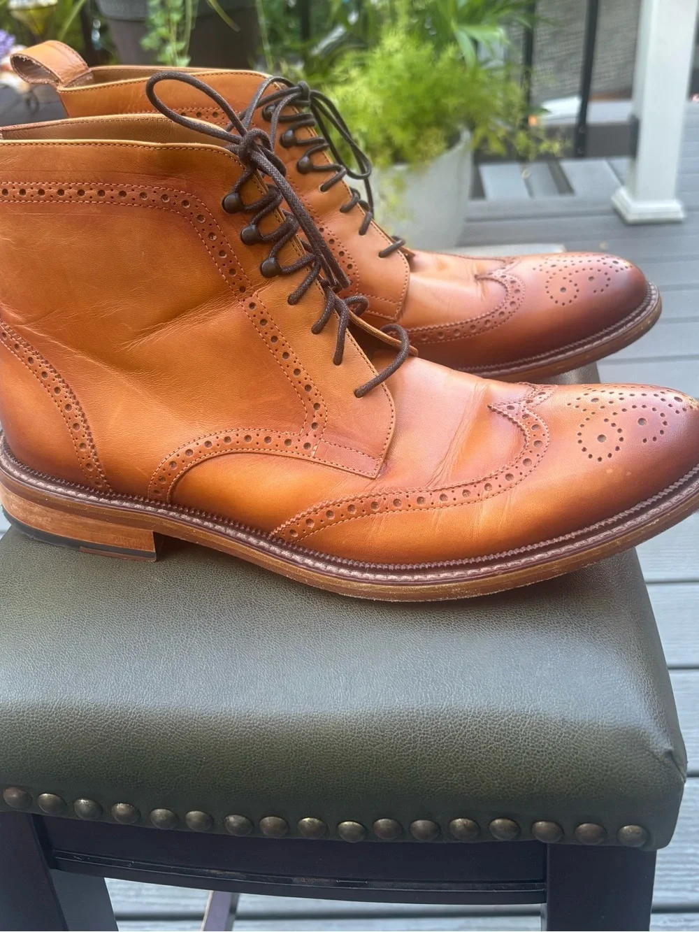 Taft The Mack Men's 45 US 12 Wingtip Combat High Top Dress Boots Honey Brown EUC